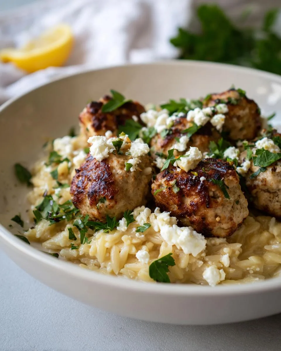 Greek Chicken Meatballs with Lemon Orzo - detail 5