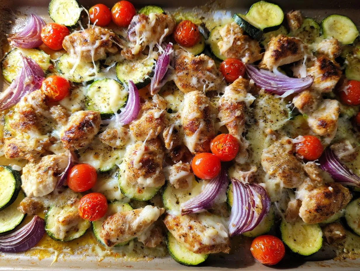 Juicy Mediterranean Chicken Zucchini Sheet Pan Dinner for 4