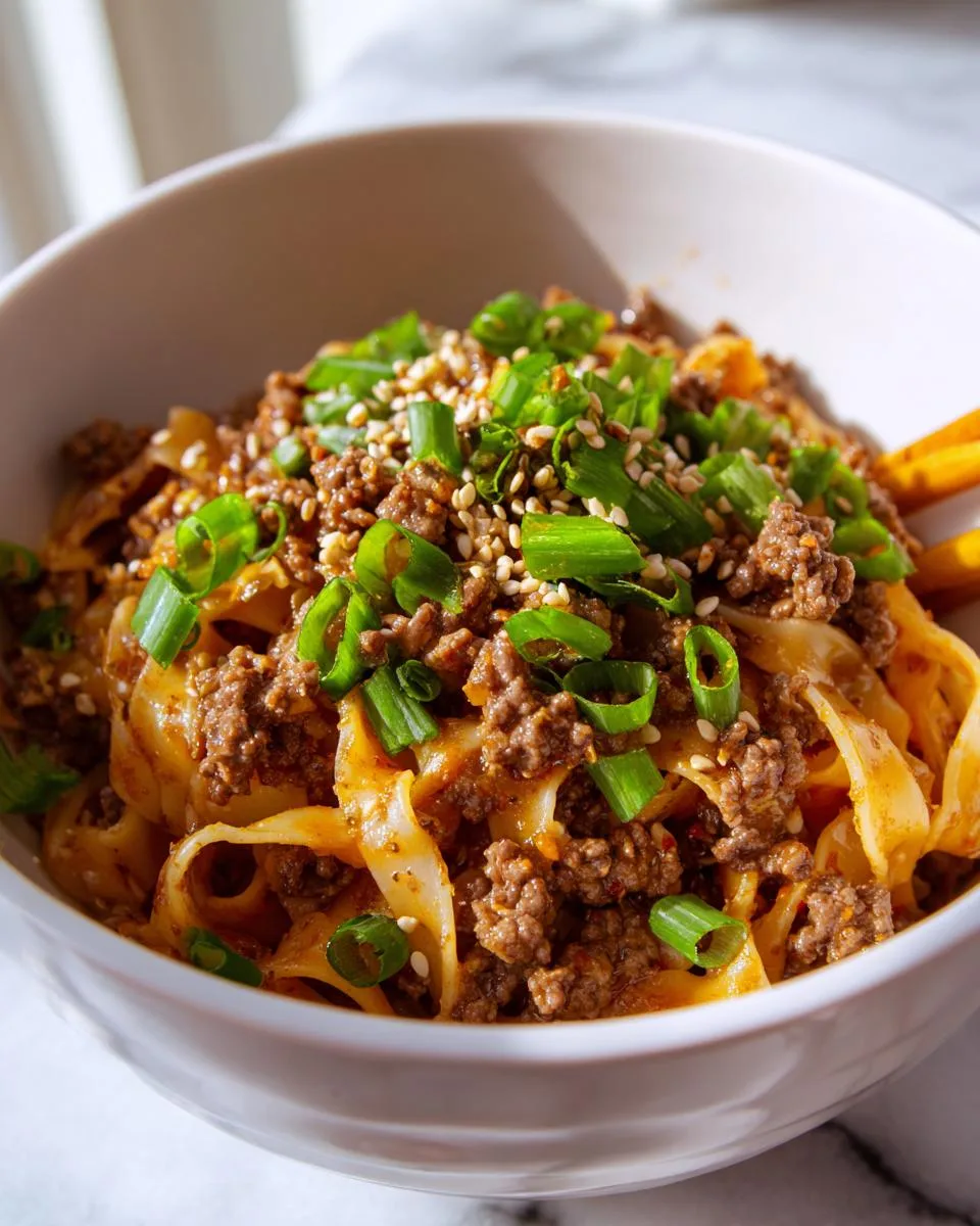 Mongolian Ground Beef Noodles - detail 2