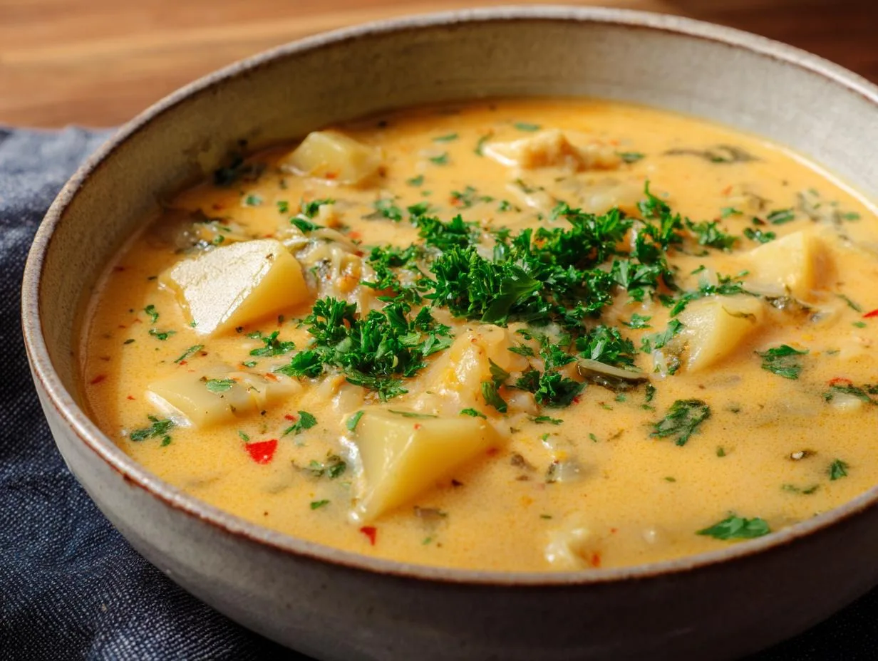 Creamy Cheddar Garlic Herb Potato Soup in 45 Minutes