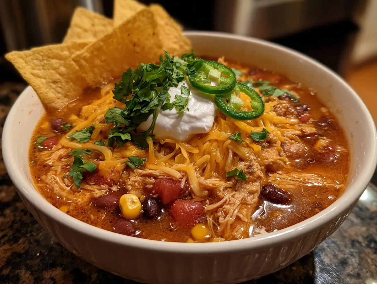35-Minute Creamy Chicken Taco Soup Your Family Will Devour