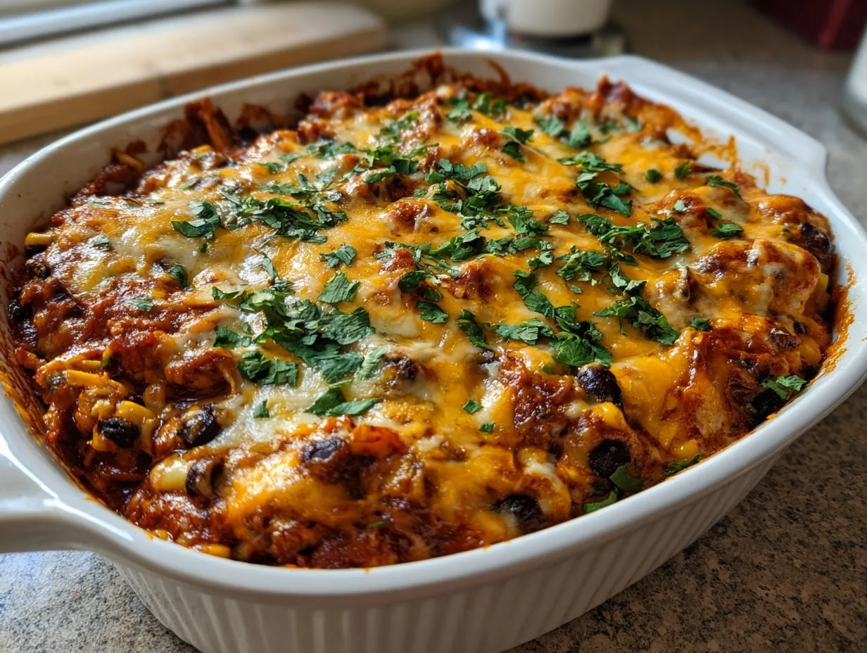 Irresistible 4-Ingredient Crockpot Chicken Enchilada Casserole