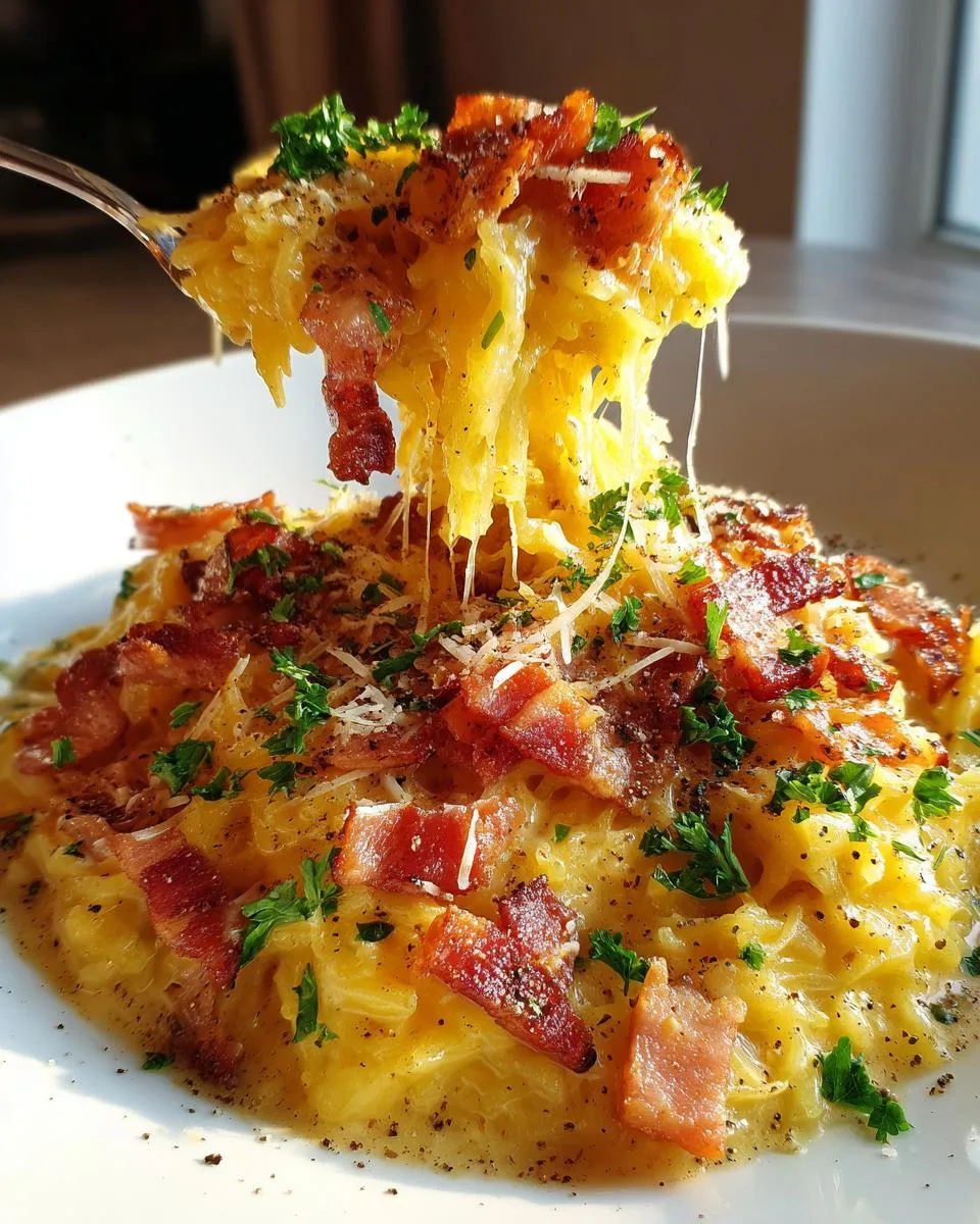 Keto Spaghetti Squash Carbonara - detail 1