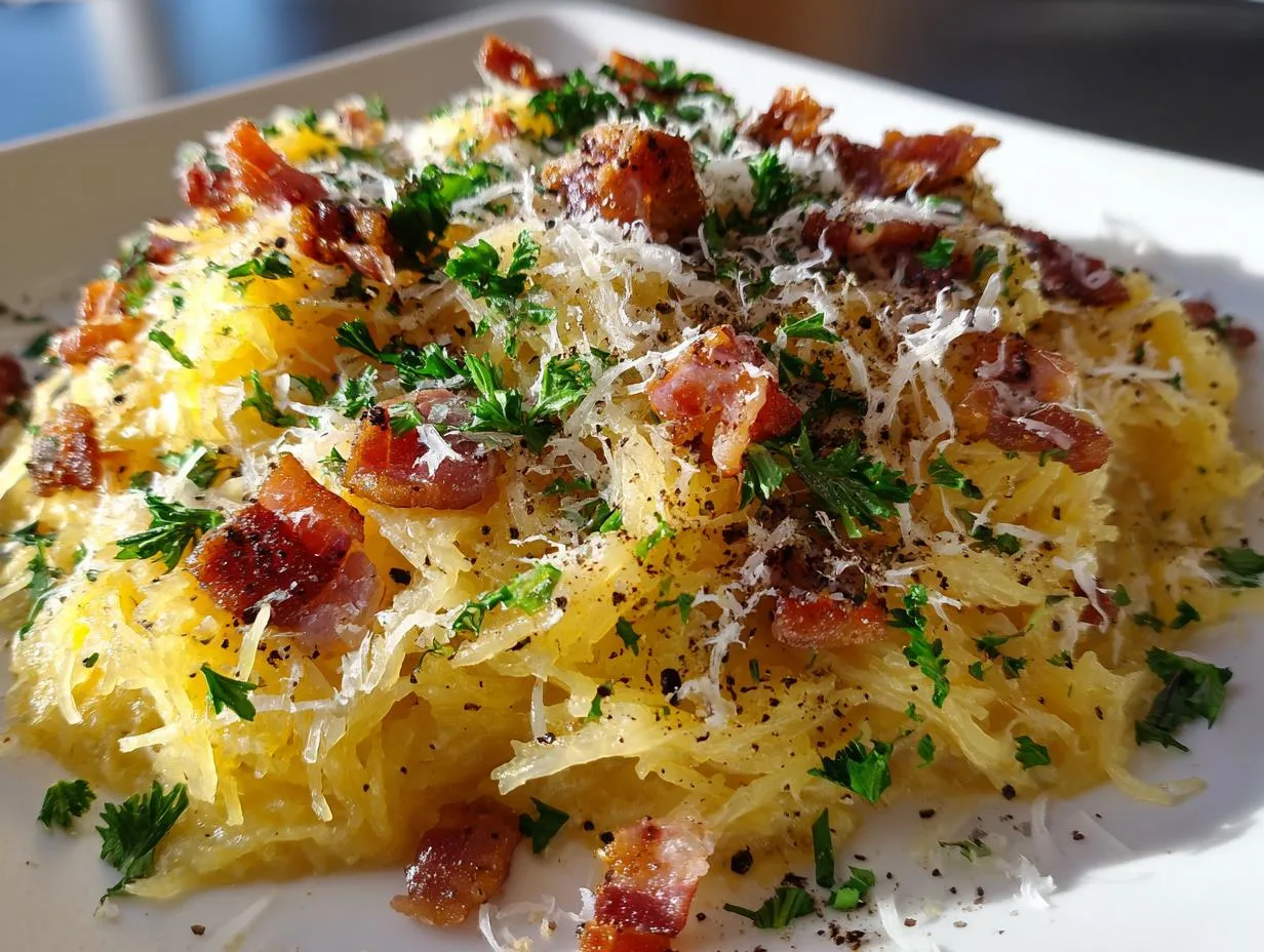 Keto Spaghetti Squash Carbonara: 12g Net Carbs & Irresistible Creaminess