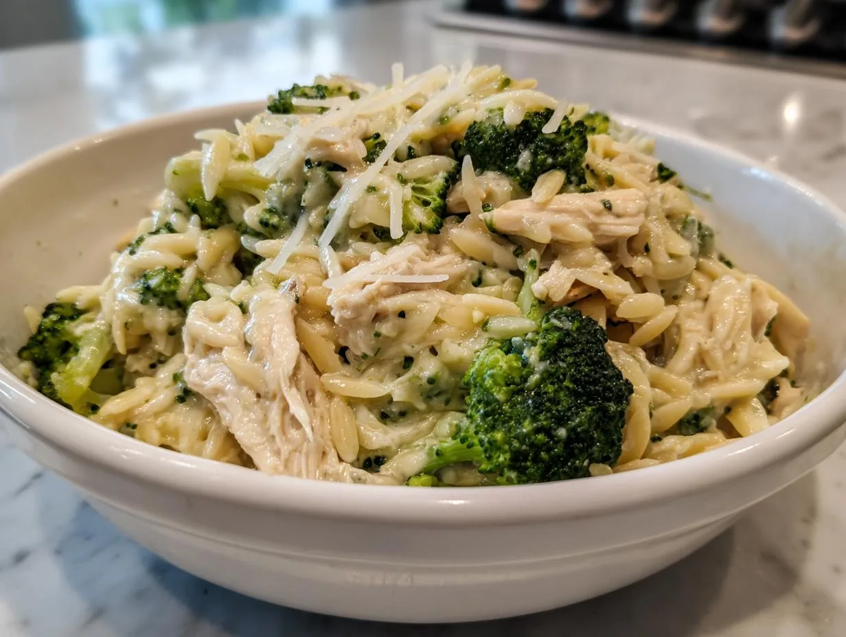 30-Minute One Pot Chicken Broccoli Orzo Perfection