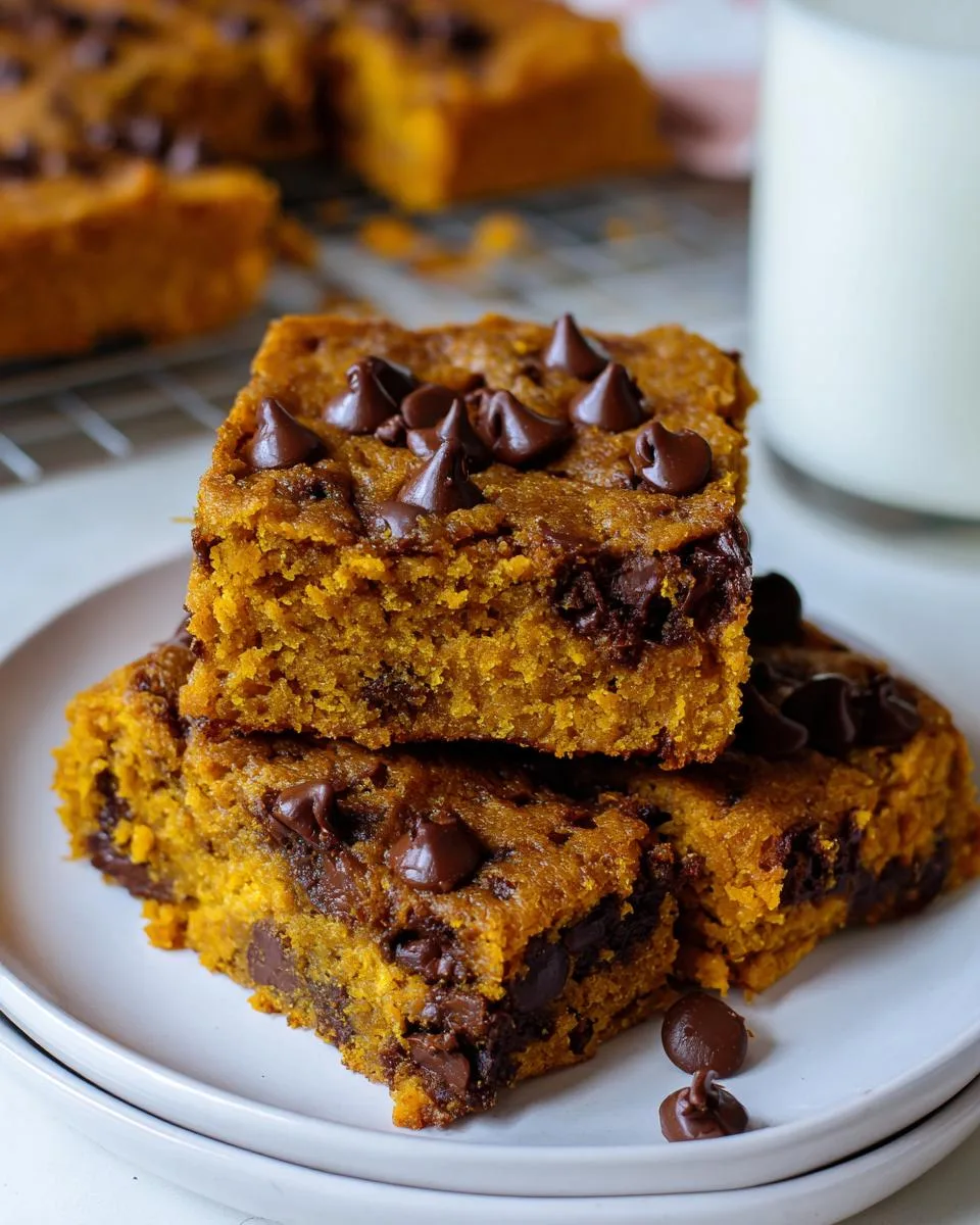 pumpkin chocolate chip bars - detail 4