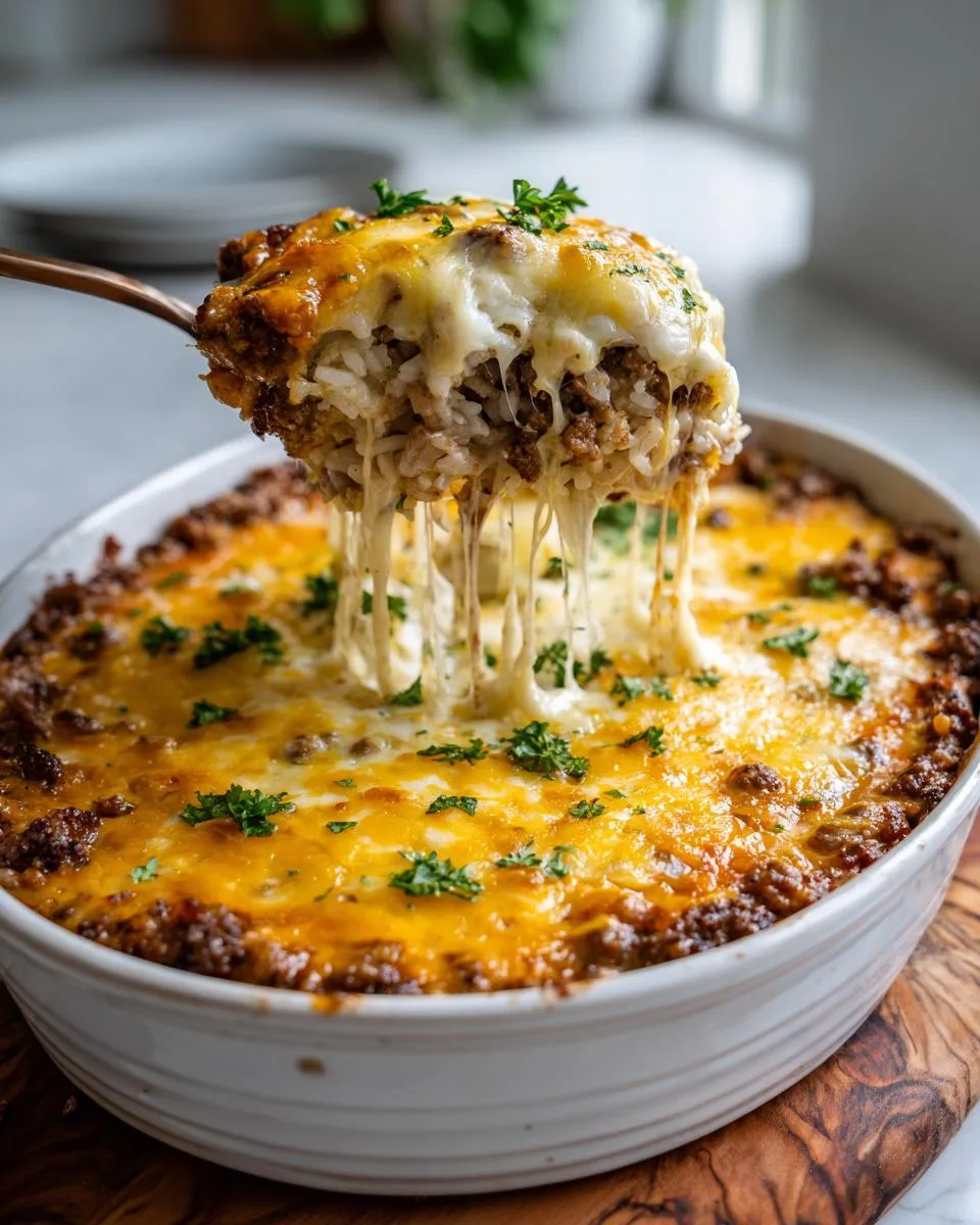 Cheesy Hamburger Rice Casserole - detail 1