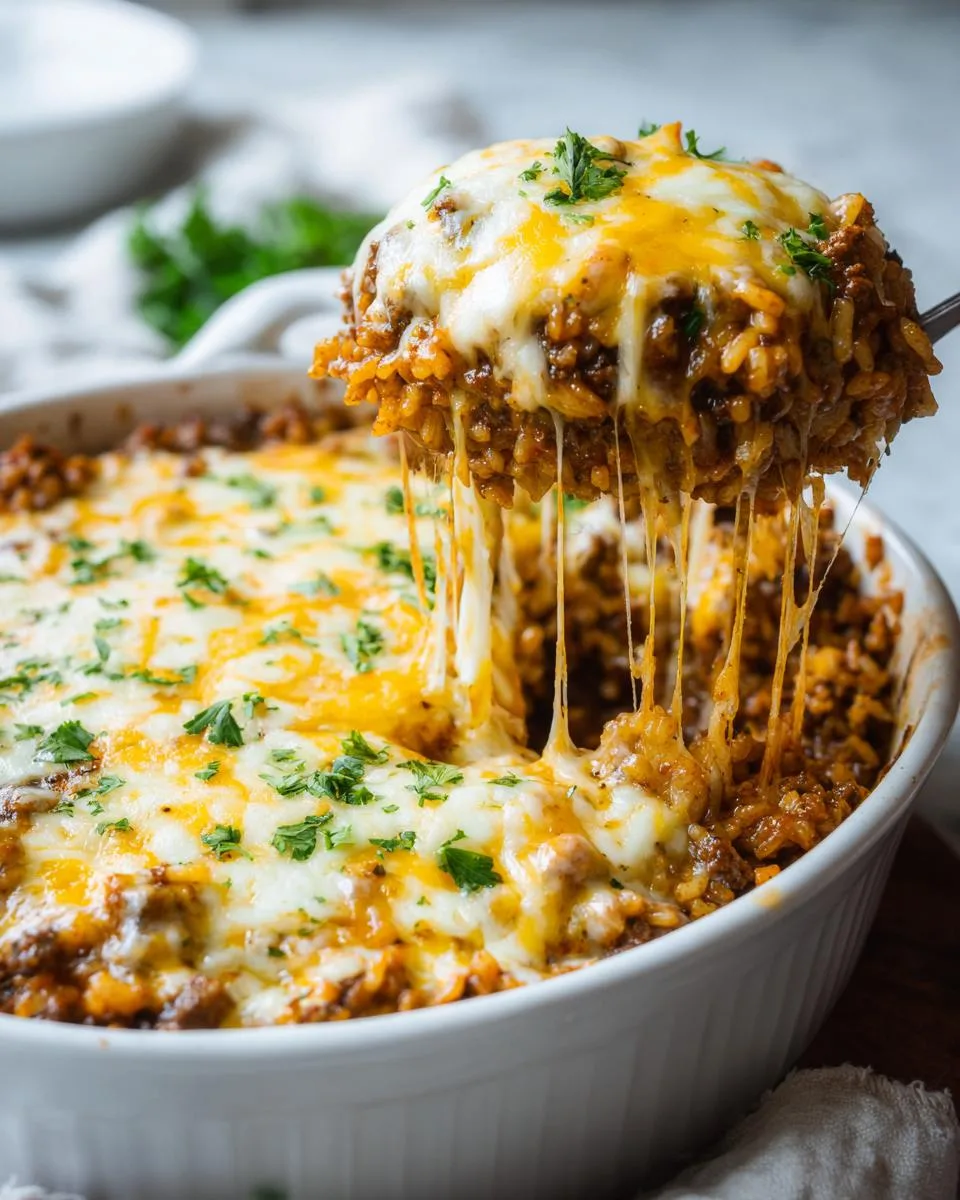 Cheesy Hamburger Rice Casserole - detail 2