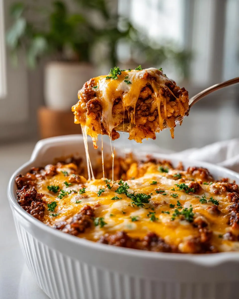 Cheesy Hamburger Rice Casserole - detail 4