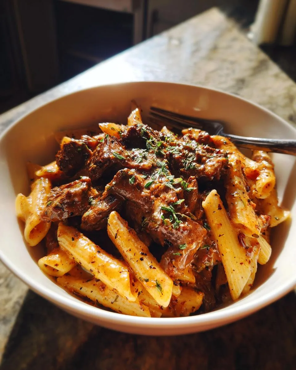 Creamy Slow Cooker Beef Pasta - detail 2