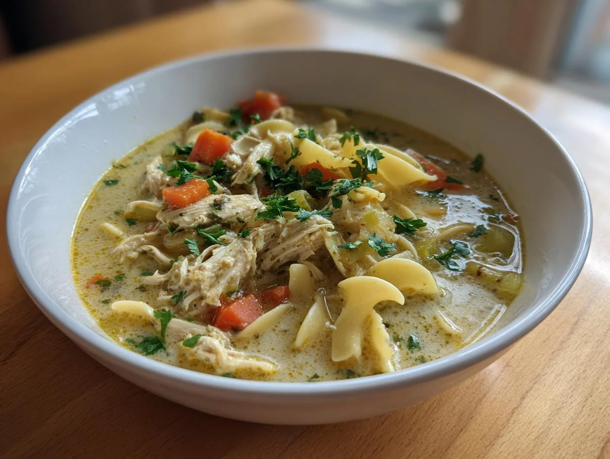 1 Pot Crockpot Creamy Chicken Noodle Soup Comforts the Soul