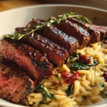 Flank Steak Creamy Orzo