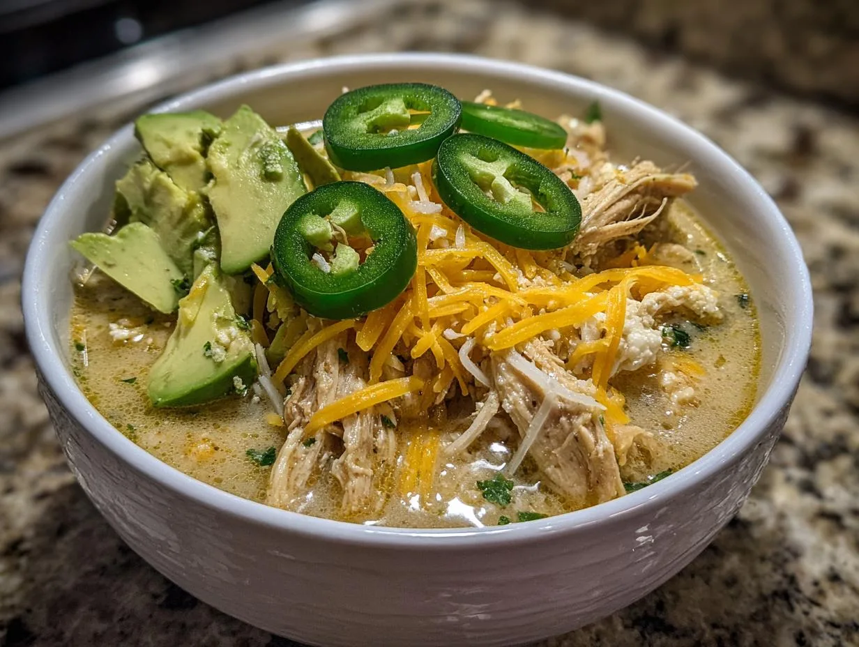 Keto White Chicken Chili – 6g Net Carbs, Crazy Creamy!