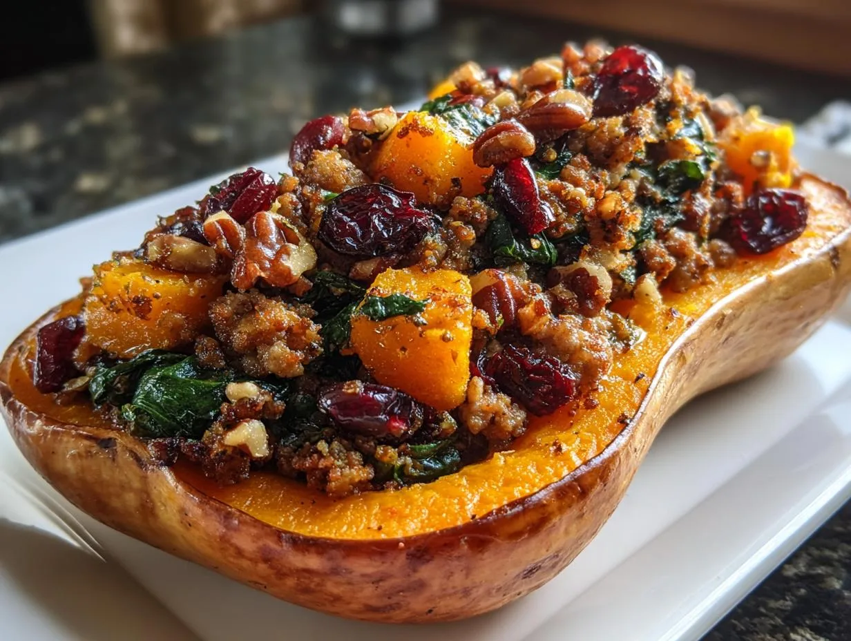 Irresistible Sausage Stuffed Butternut Squash for 2