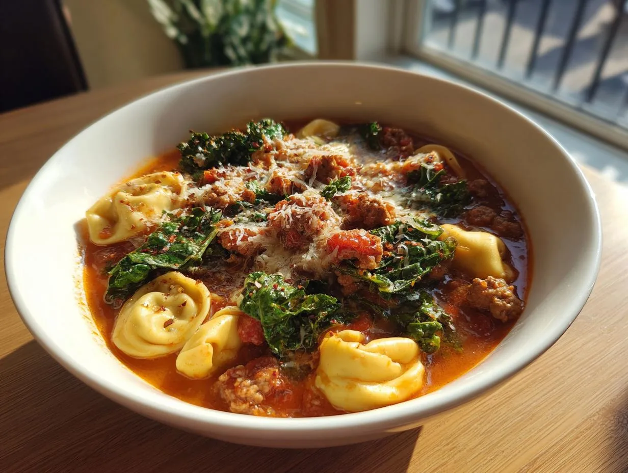 35-Minute Creamy Tortellini Soup with Sausage and Kale Perfection