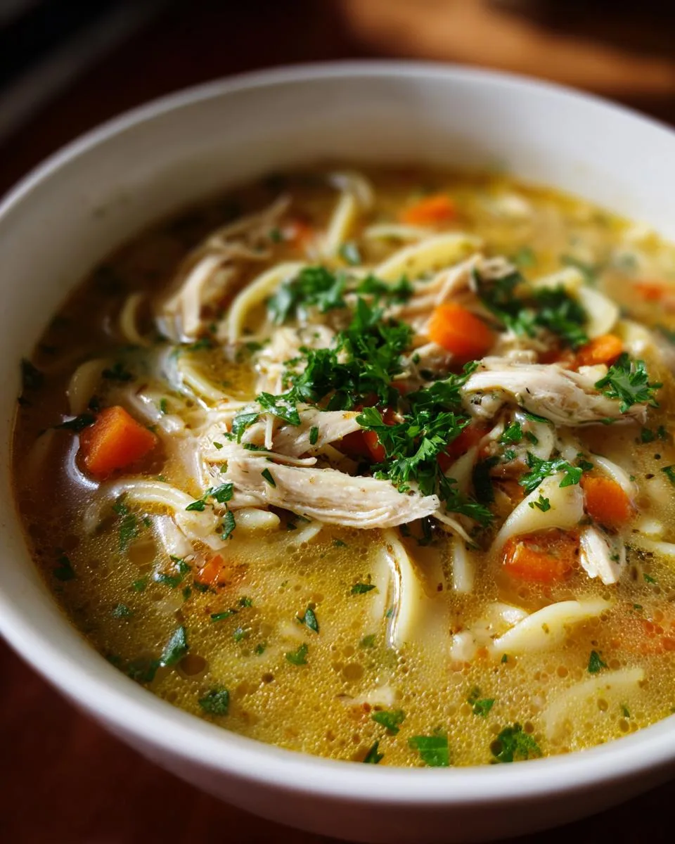 creamy chicken noodle soup - detail 5