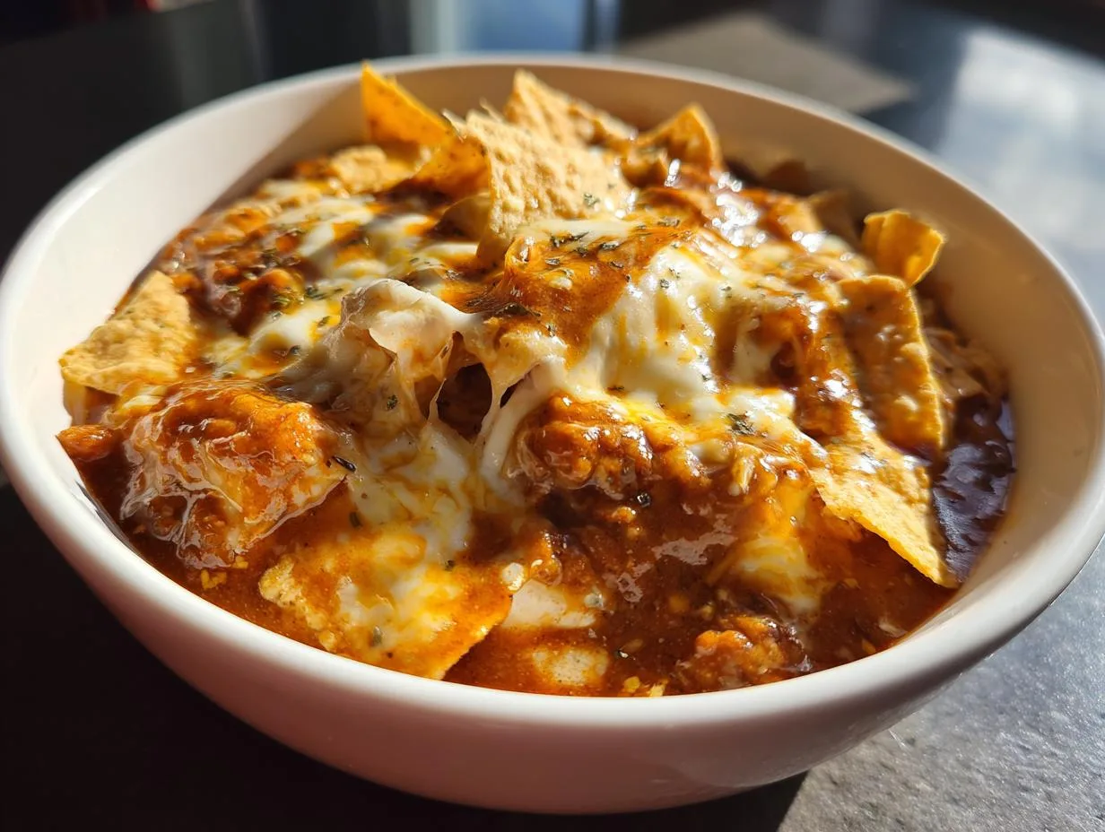 25-Minute Cheesy Chicken Tortilla Chili Comfort Bowl