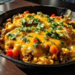 Cheesy Ground Chicken Skillet