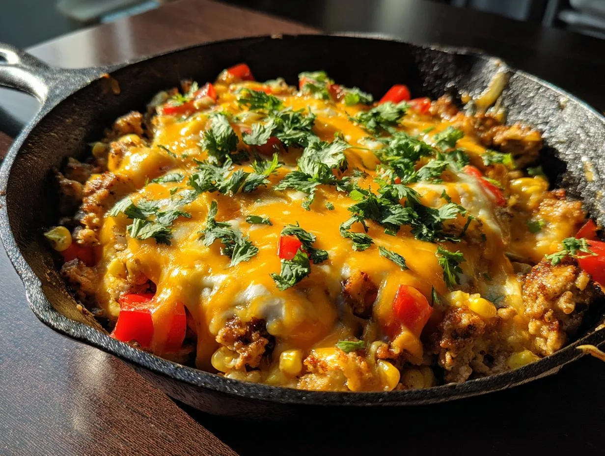 Ultimate 30-Minute Cheesy Ground Chicken Skillet Heaven