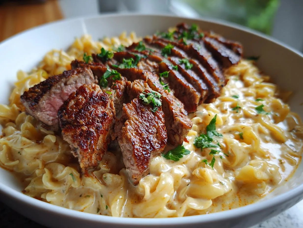 25-Minute Creamy Steak Pasta Dinner Perfection