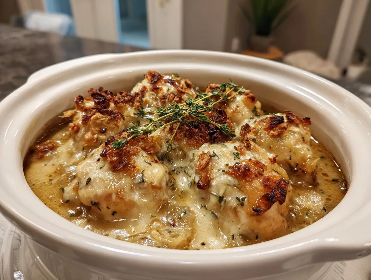 Irresistible Crock Pot French Onion Chicken in 5 Hours