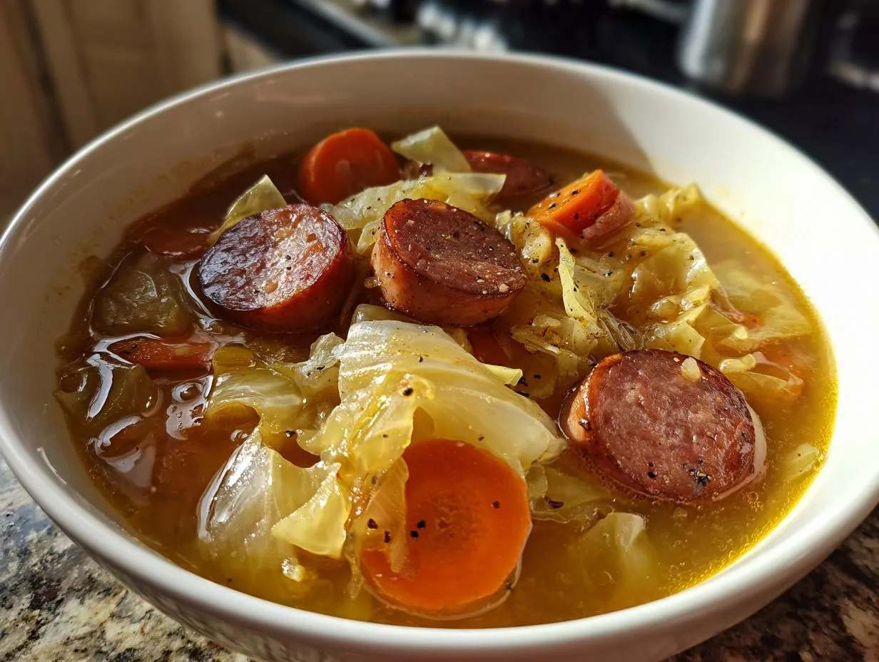 Hearty Cabbage Sausage Soup Recipe in Just 40 Minutes