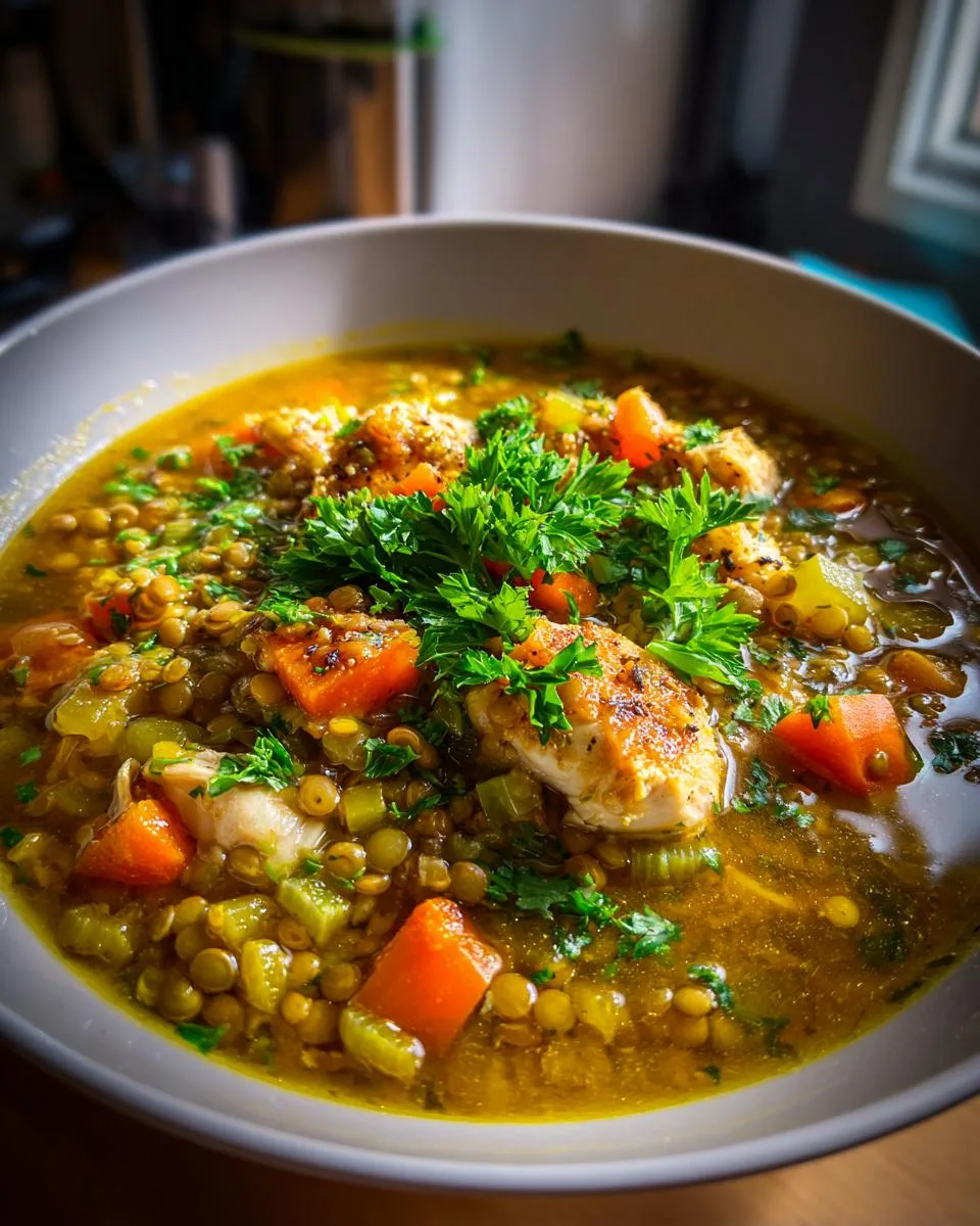 Chicken and Lentil Soup - detail 1