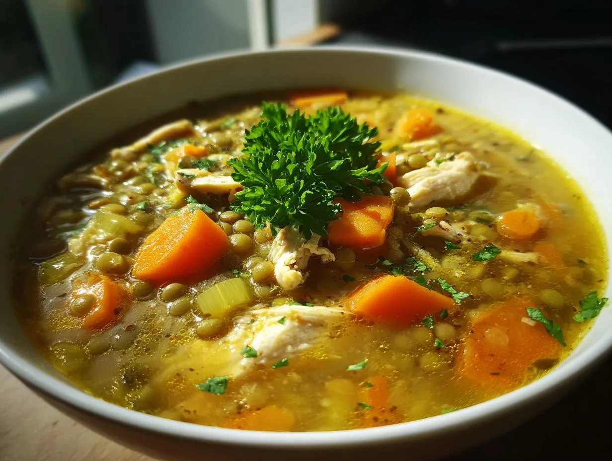 Incredibly Hearty Chicken and Lentil Soup in 1 Hour