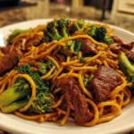 Chinese Crispy Beef Broccoli Noodles