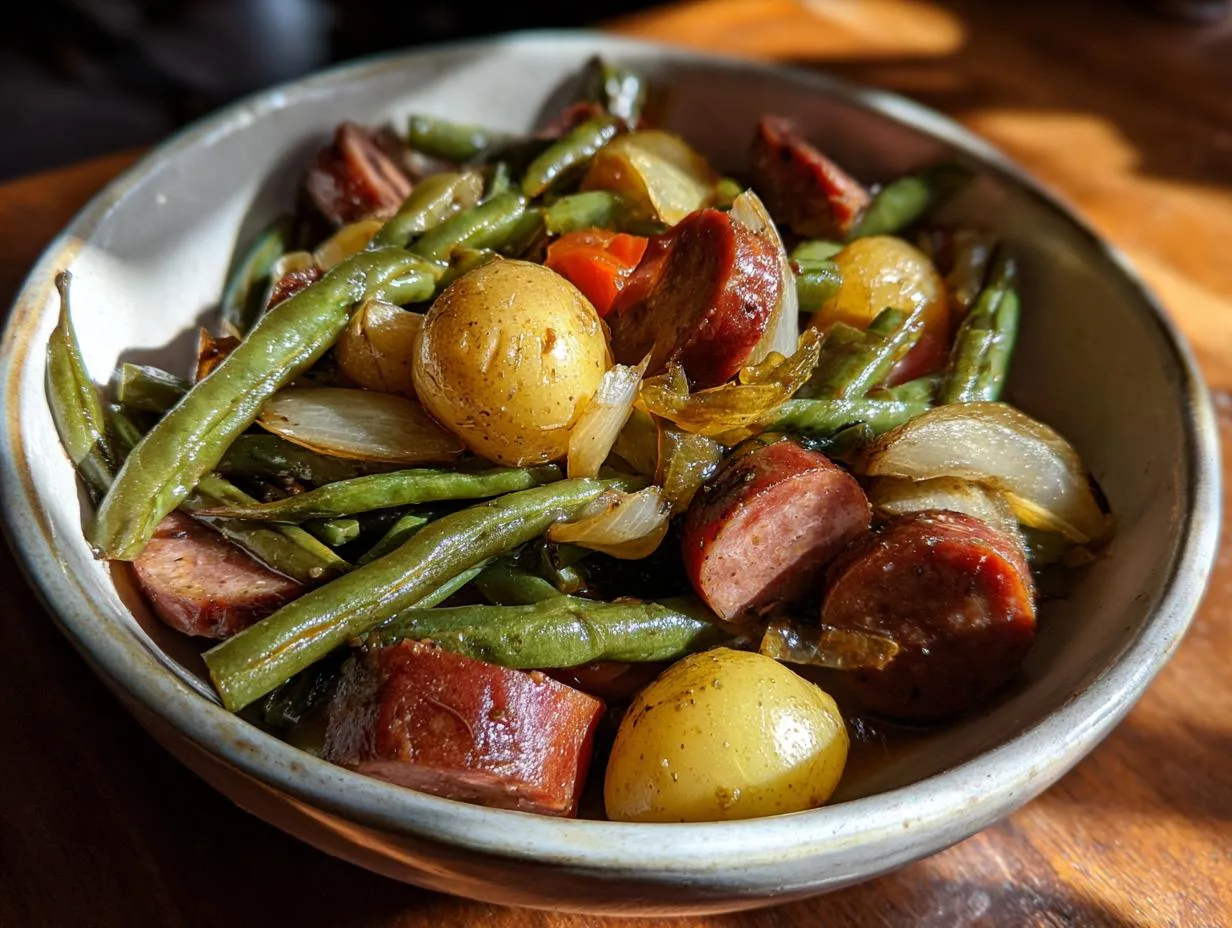 5-Star Crockpot Kielbasa Green Beans Recipe That Never Fails