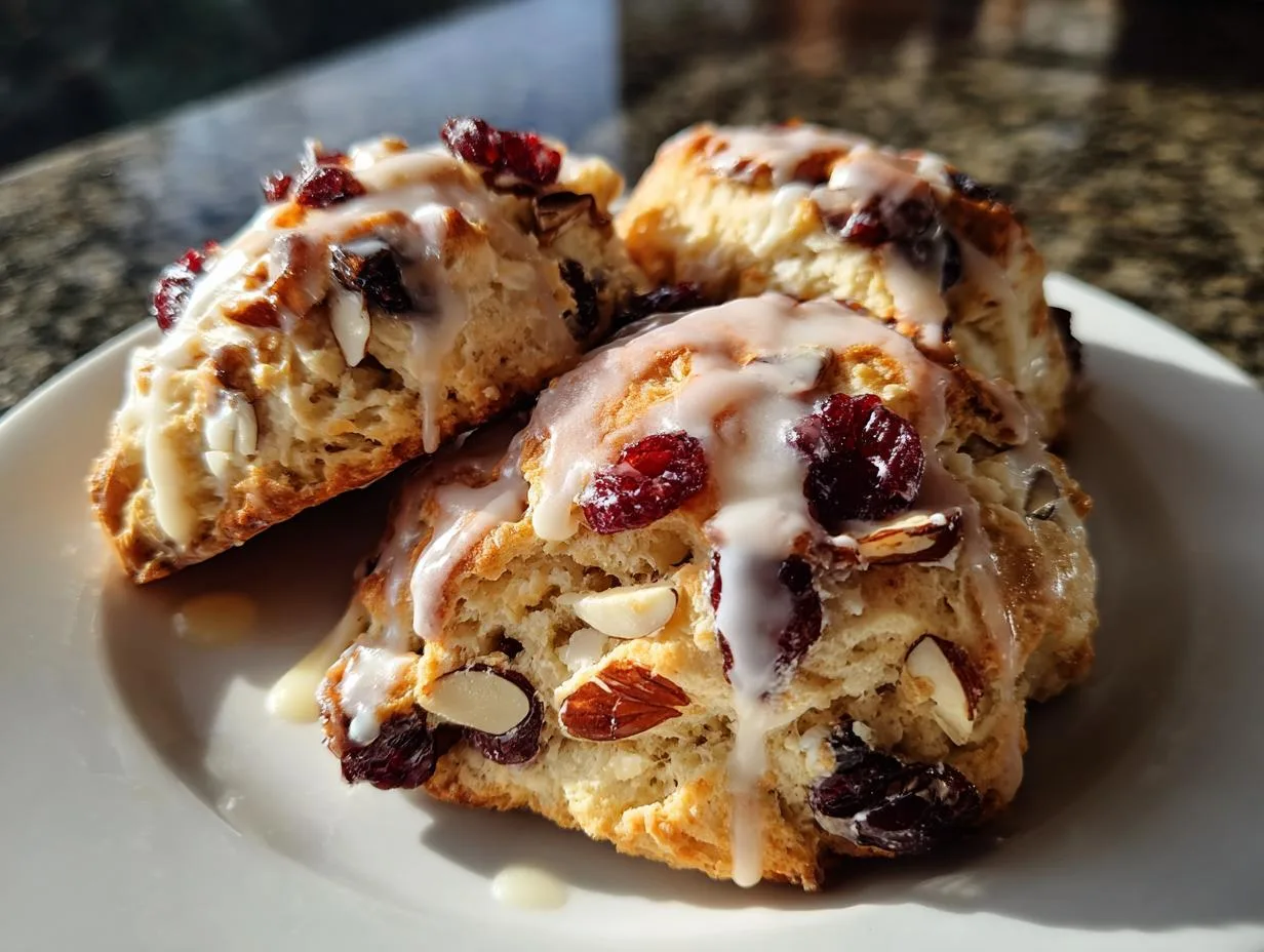 Irresistible Glazed Cherry Almond Scones Recipe for 8