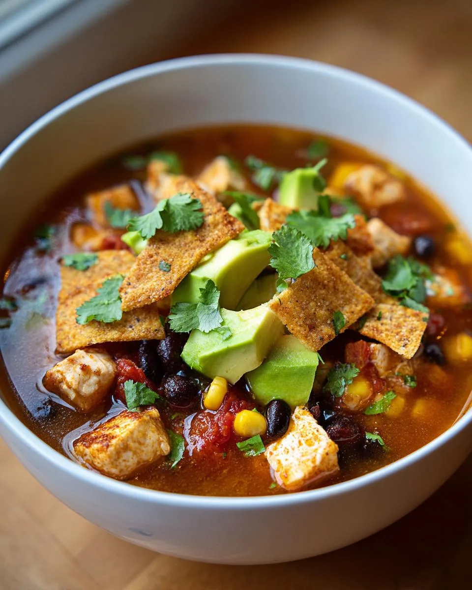 Southwestern Chicken Tortilla soup - detail 1