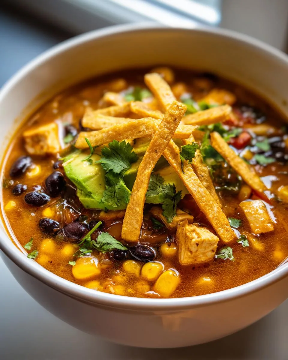 Southwestern Chicken Tortilla soup - detail 2