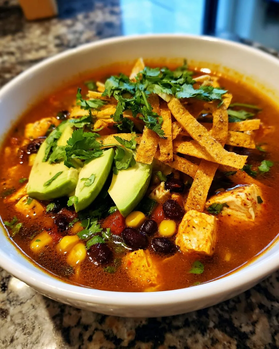 Southwestern Chicken Tortilla soup - detail 3