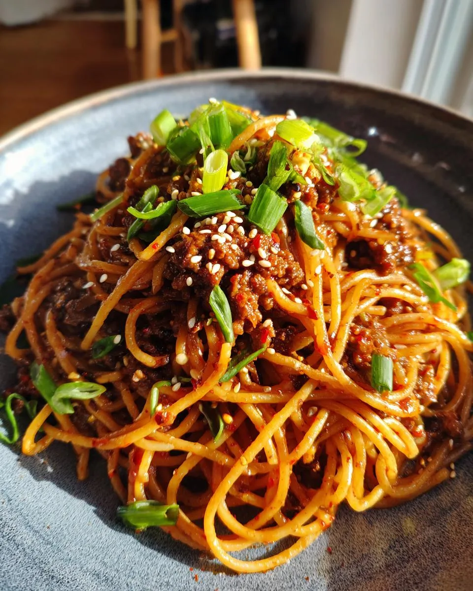 Asian Style Ground Beef Spaghetti - detail 1