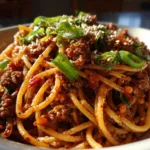 Asian Style Ground Beef Spaghetti