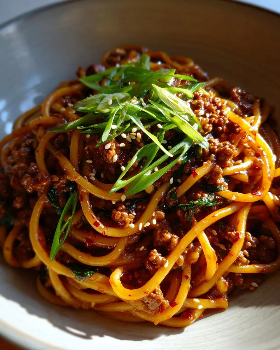 Asian Style Ground Beef Spaghetti - detail 2