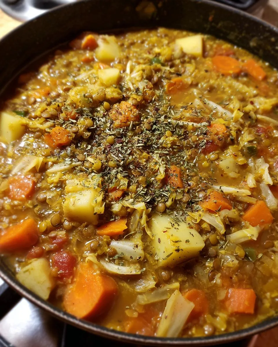 Cabbage Lentil Soup - detail 2