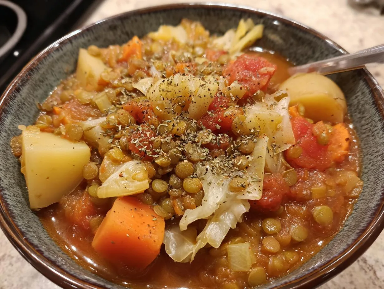 Hearty Cabbage Lentil Soup Recipe with 12g Protein Bliss