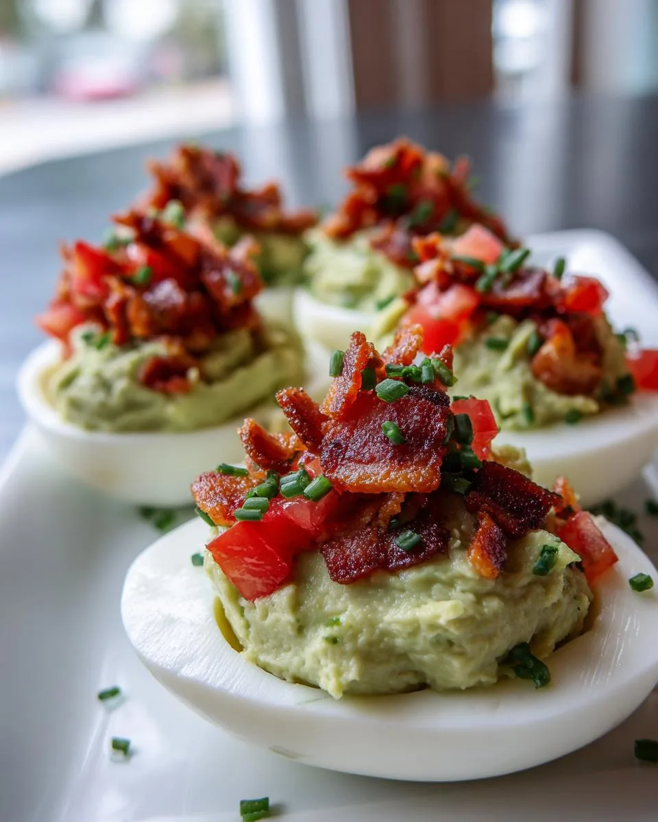 Deviled Eggs With Avocado And Chives - detail 3