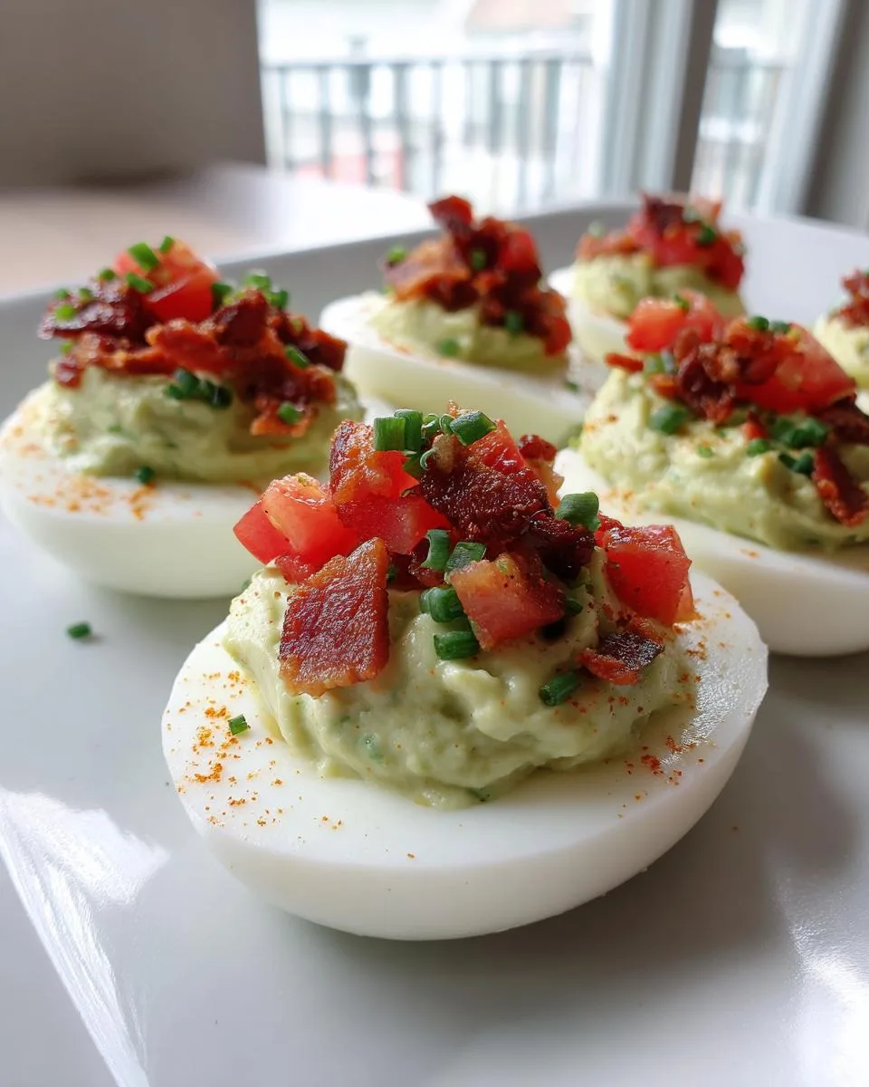 Deviled Eggs With Avocado And Chives - detail 4