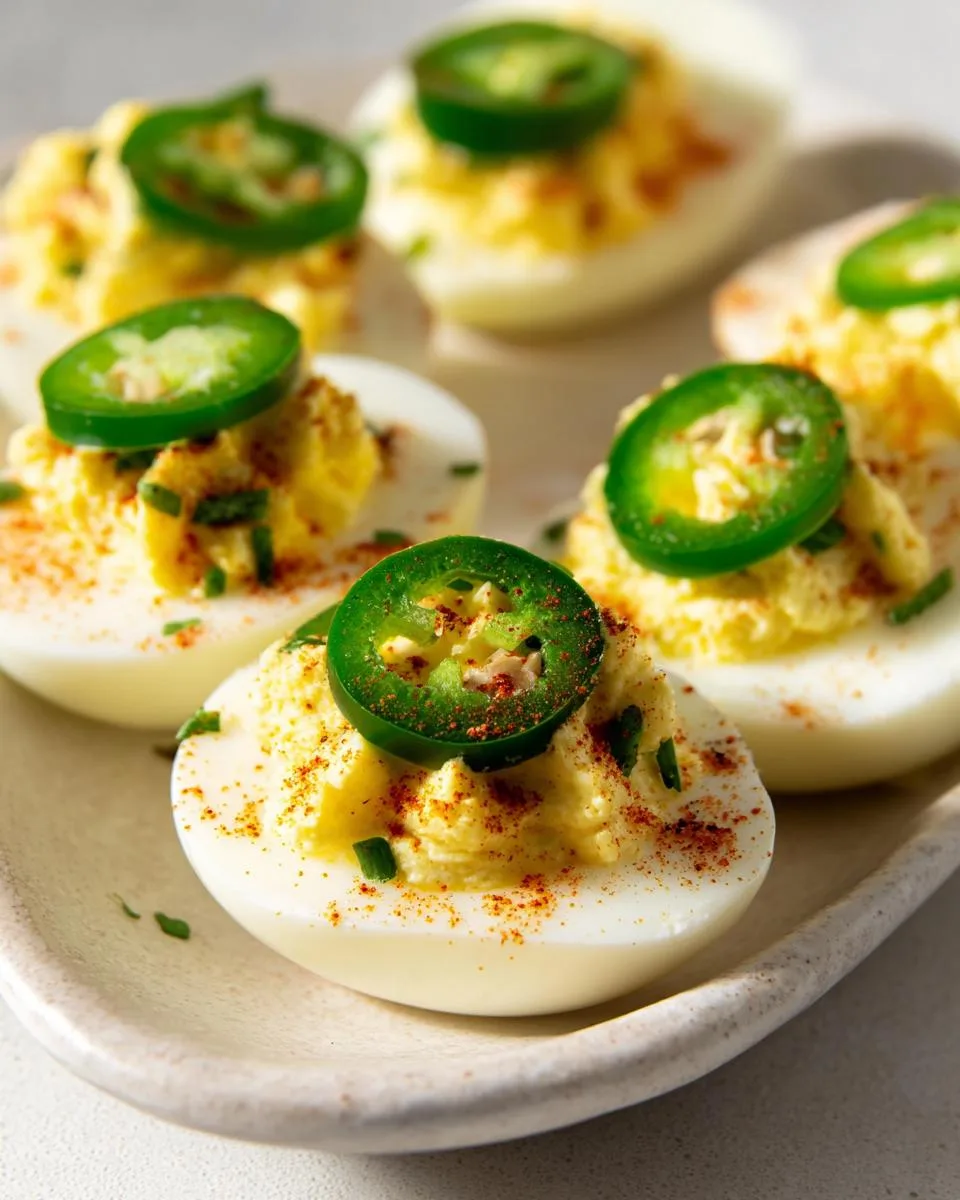 Deviled Eggs With Jalapeno Slices - detail 1