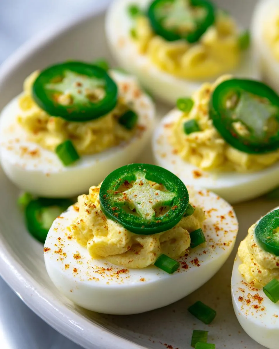 Deviled Eggs With Jalapeno Slices - detail 3