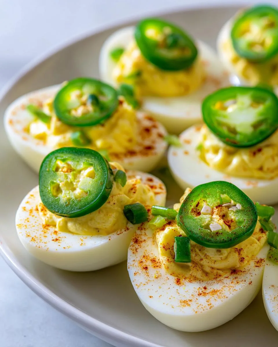 Deviled Eggs With Jalapeno Slices - detail 4