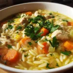 Lemon Chicken Orzo Soup