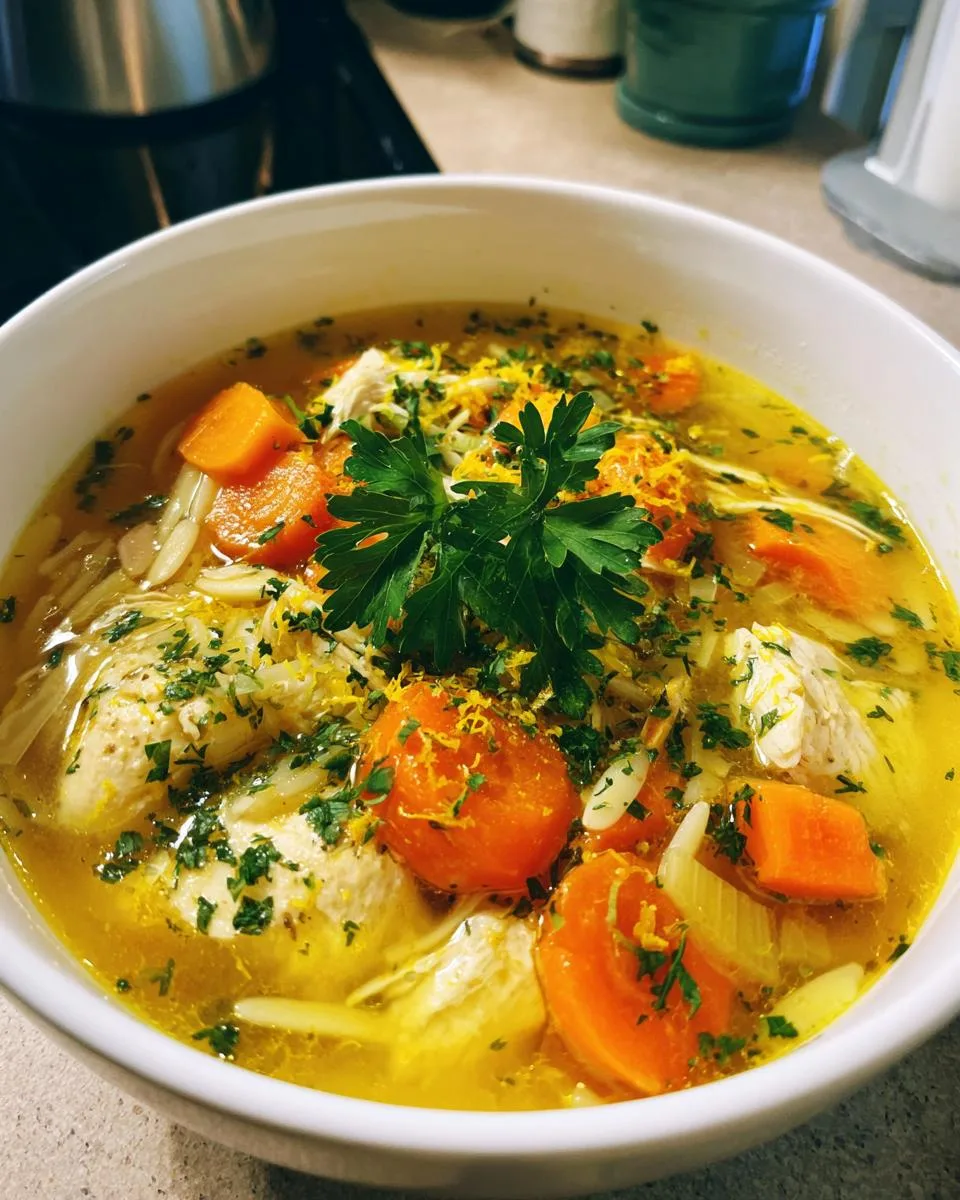 Lemon Chicken Orzo Soup - detail 2