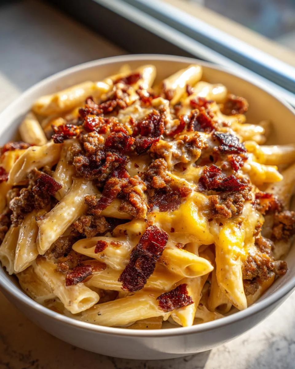 Loaded Cheeseburger Alfredo Pasta - detail 3