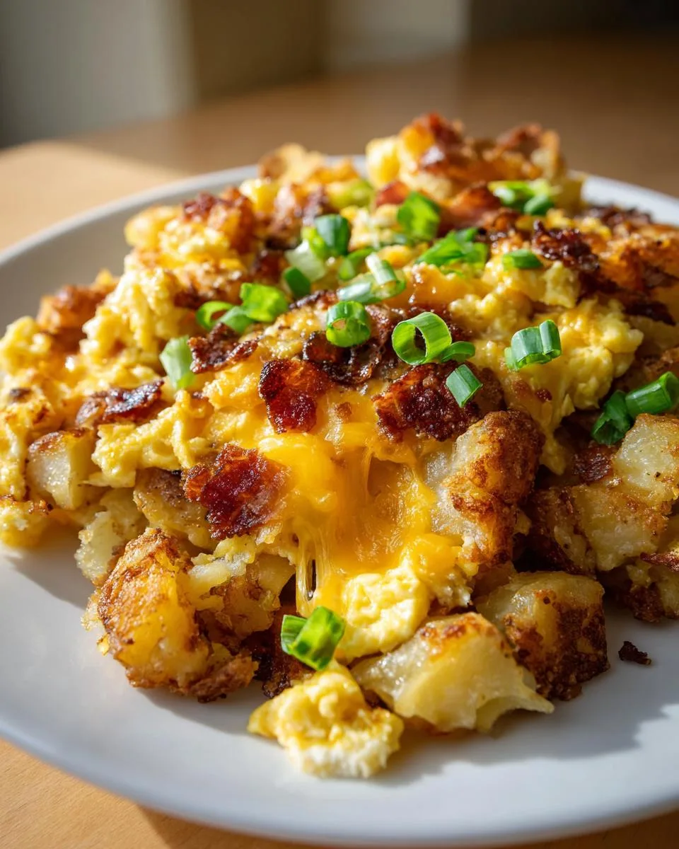 cheesy potato egg scramble - detail 2