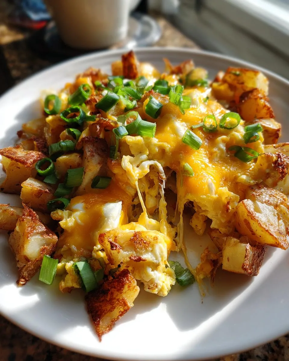 cheesy potato egg scramble - detail 3