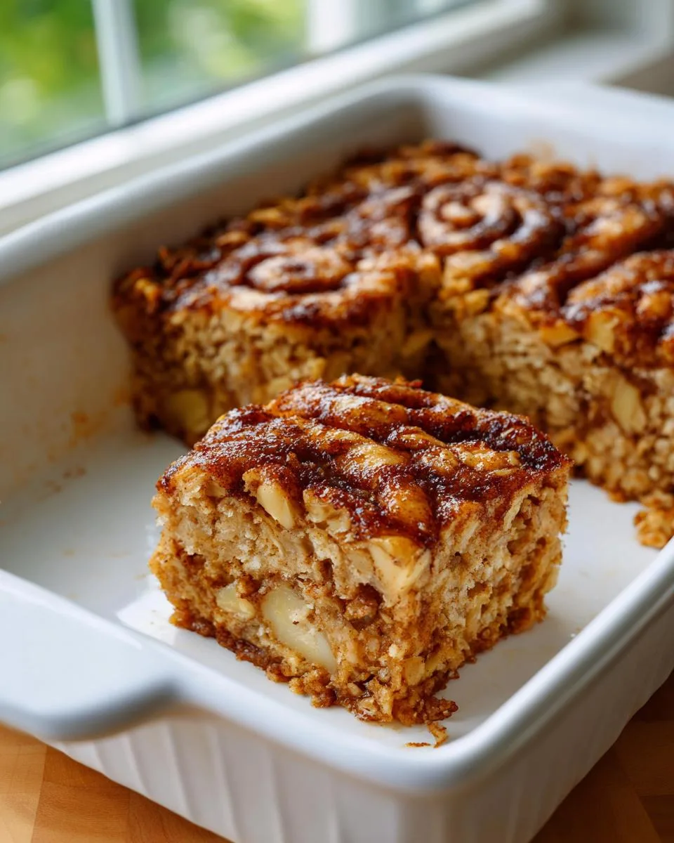 cinnamon roll baked oatmeal square - detail 1